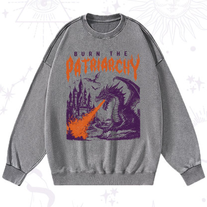 Purplehecate Burn the Patriarchy Dragon Washed Sweatshirt