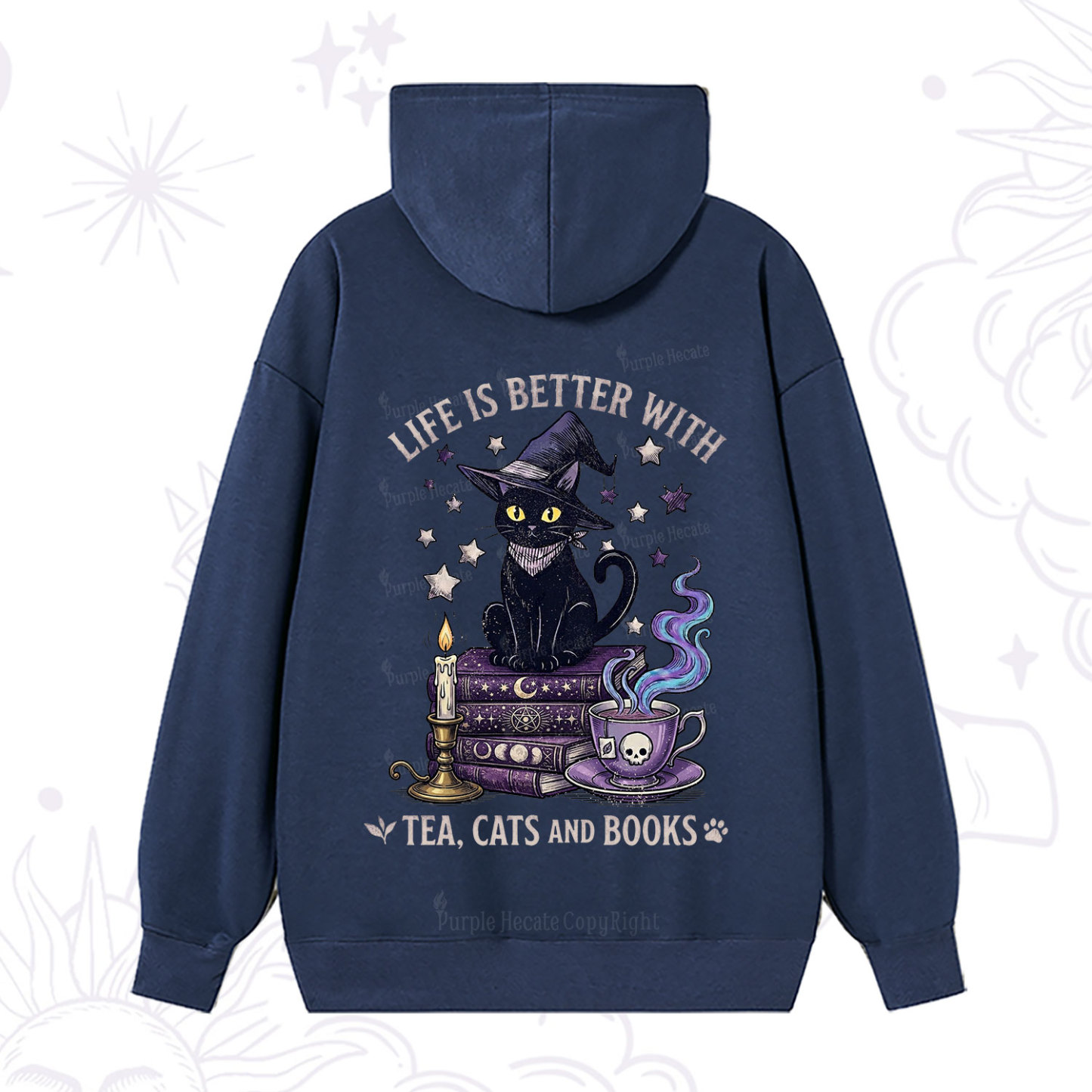 Purplehecate Life Is Better With Cats And Books Hoodie