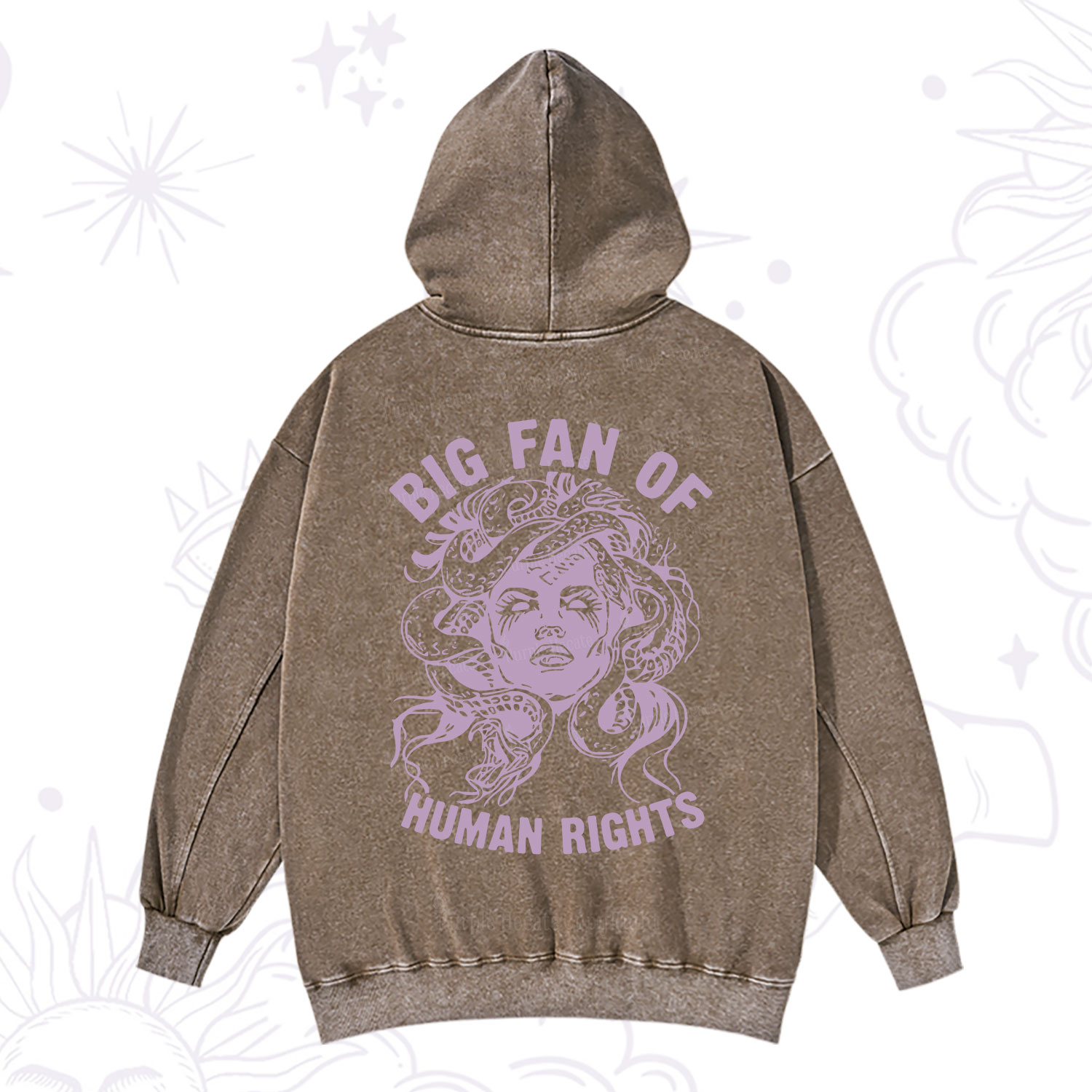 Purplehecate Big Fan of Human Rights Washed Hoodie