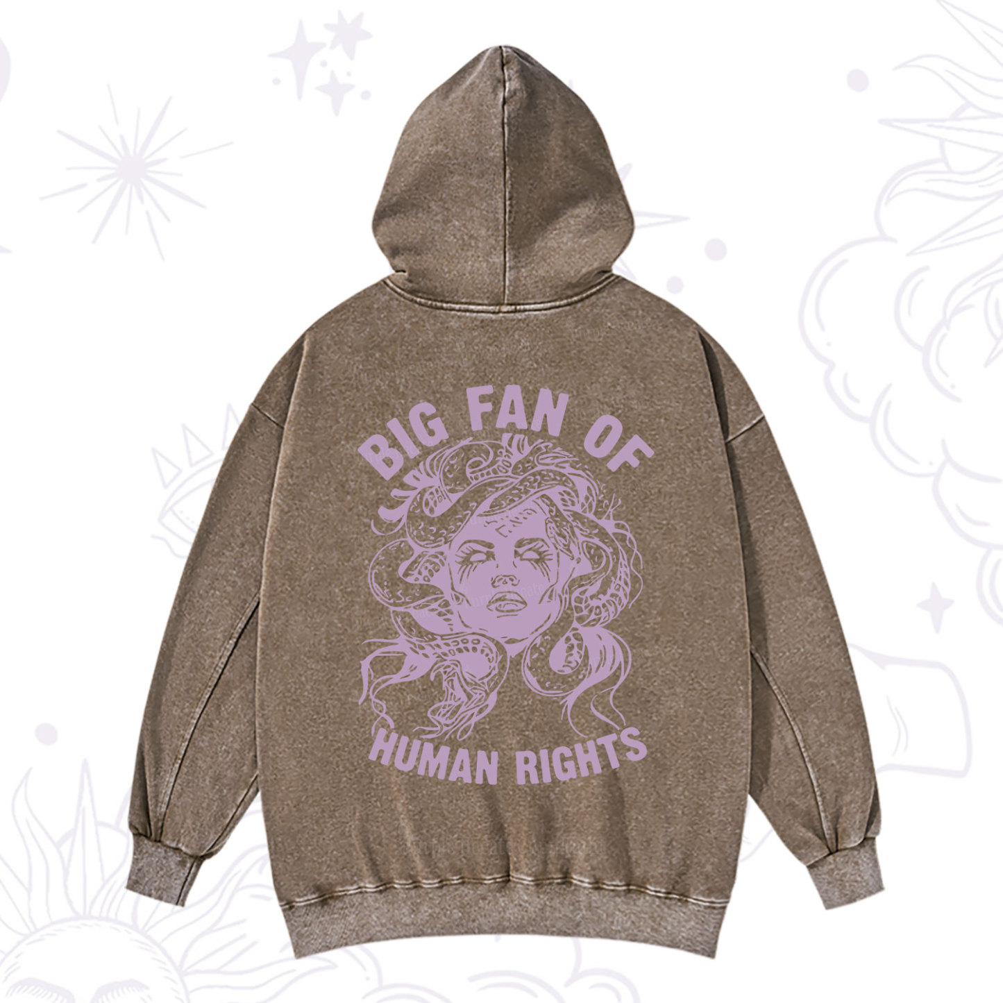 Purplehecate Big Fan of Human Rights Washed Hoodie