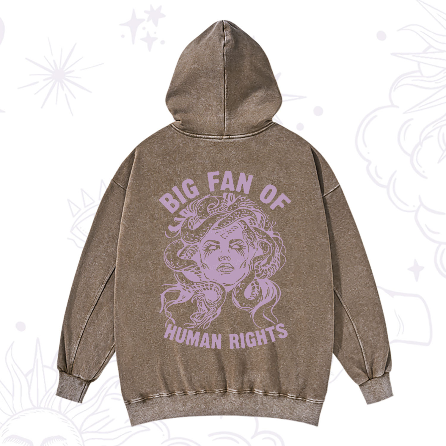 Purplehecate Big Fan of Human Rights Washed Hoodie