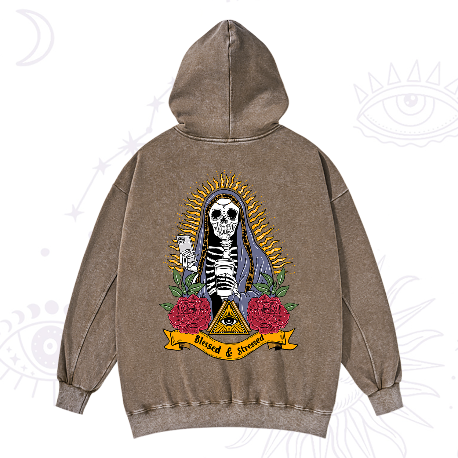 Purplehecate Blessed And Stressed Washed Hoodie