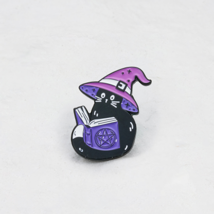 Purplehecate Black Cat Wearing A Witches Hat Pin