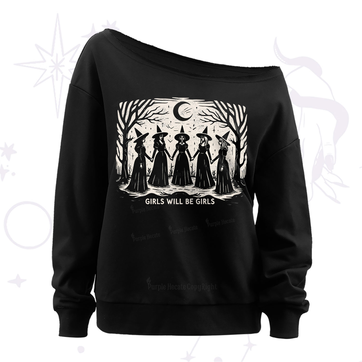 Purplehecate Girls Will Be Girls Off The Shoulder Sweatshirt