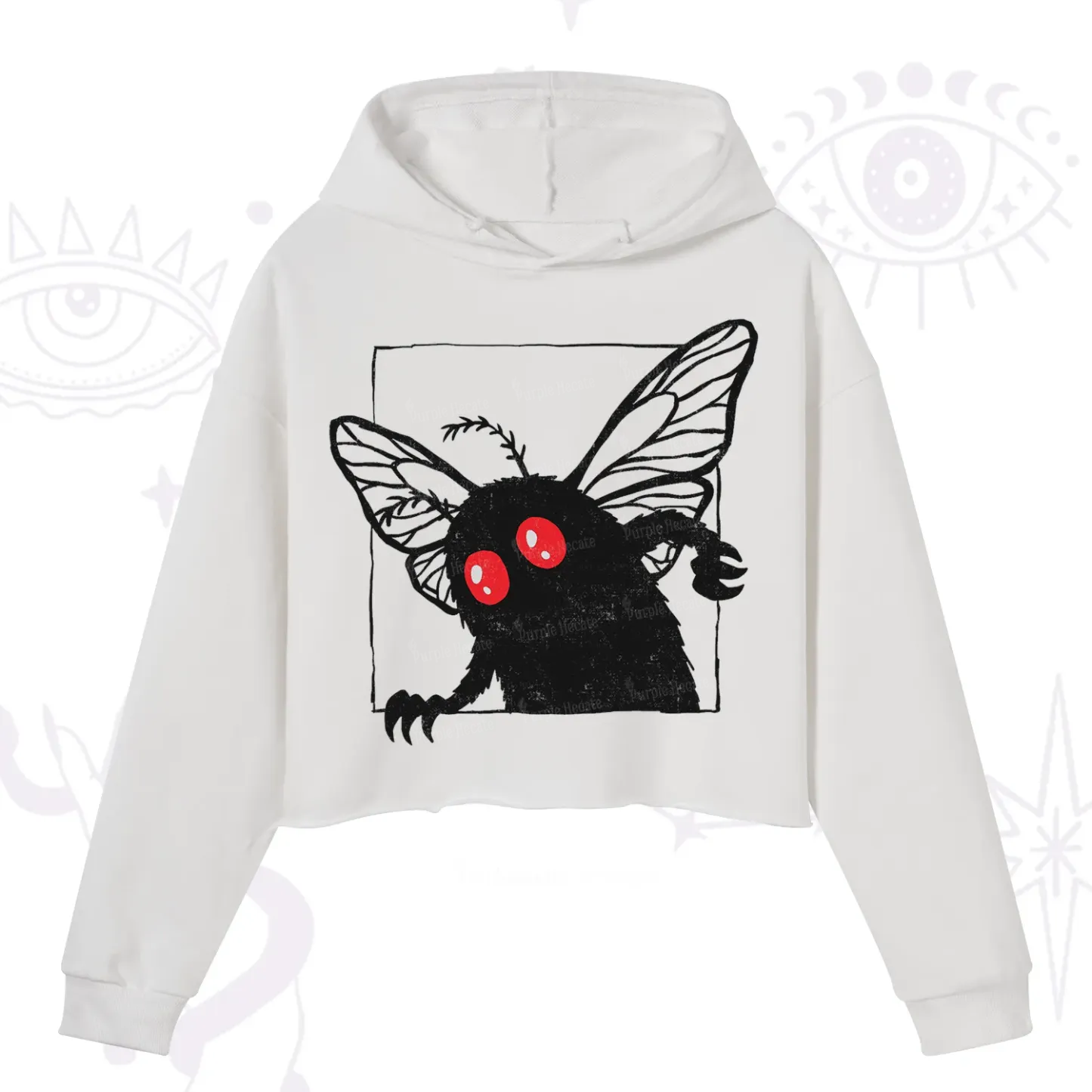 Purplehecate The Curious Mothman Crop Hoodie