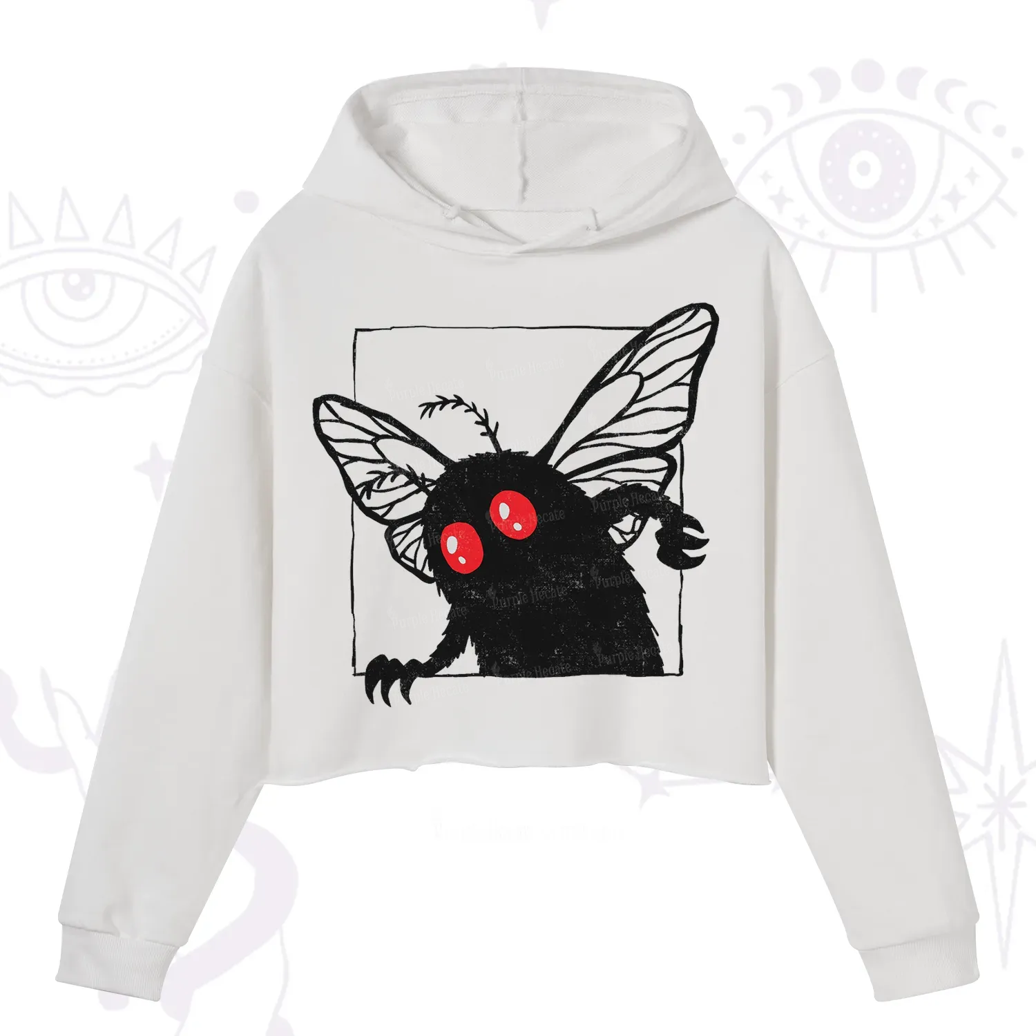 Purplehecate The Curious Mothman Crop Hoodie