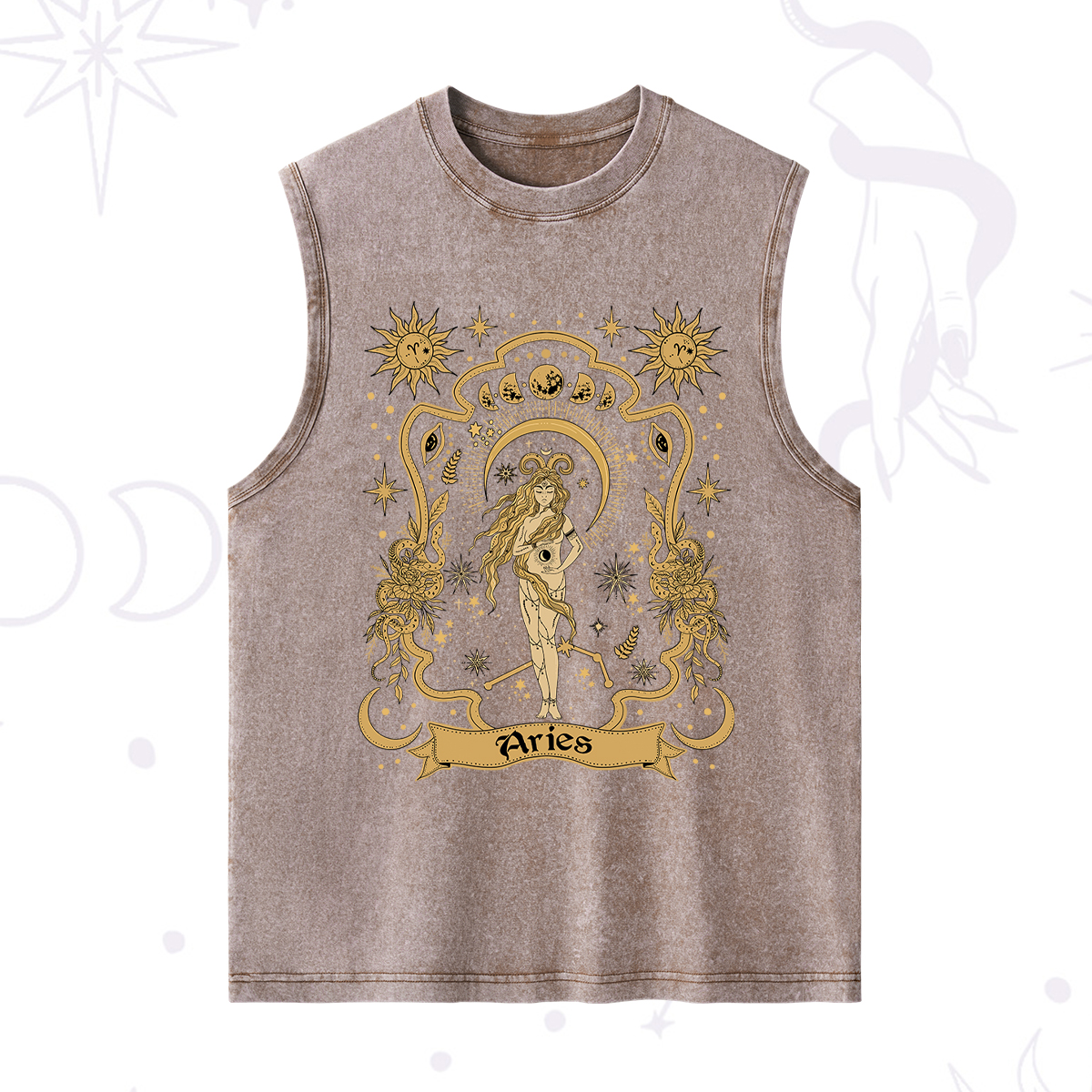 Purplehecate Aries' Astral Mirage Zodiac Washed Tank