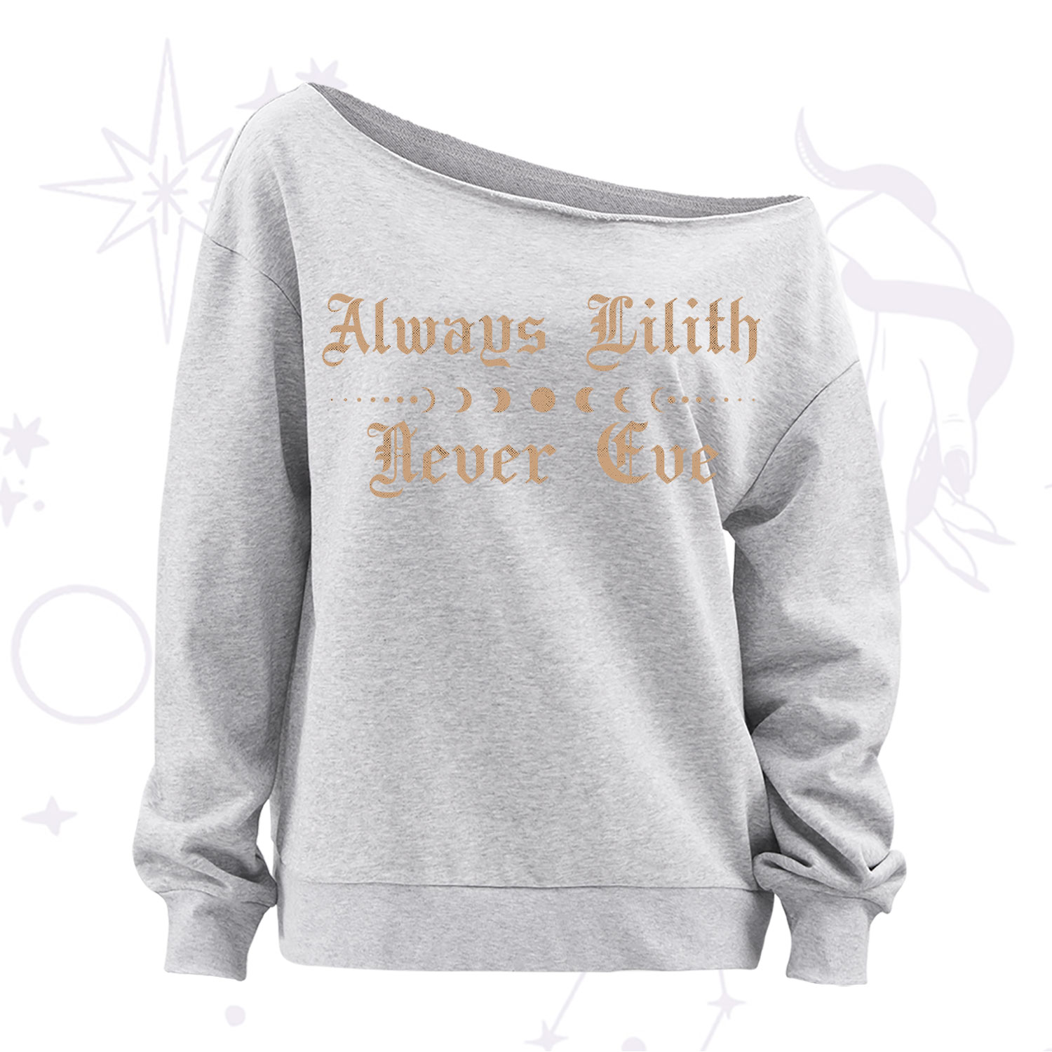 Purplehecate Always Lilith Never Eve Off The Shoulder Sweatshirt