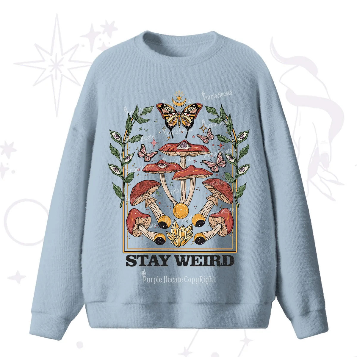Purplehecate Stay Weird Fuzzy Ugly Sweater