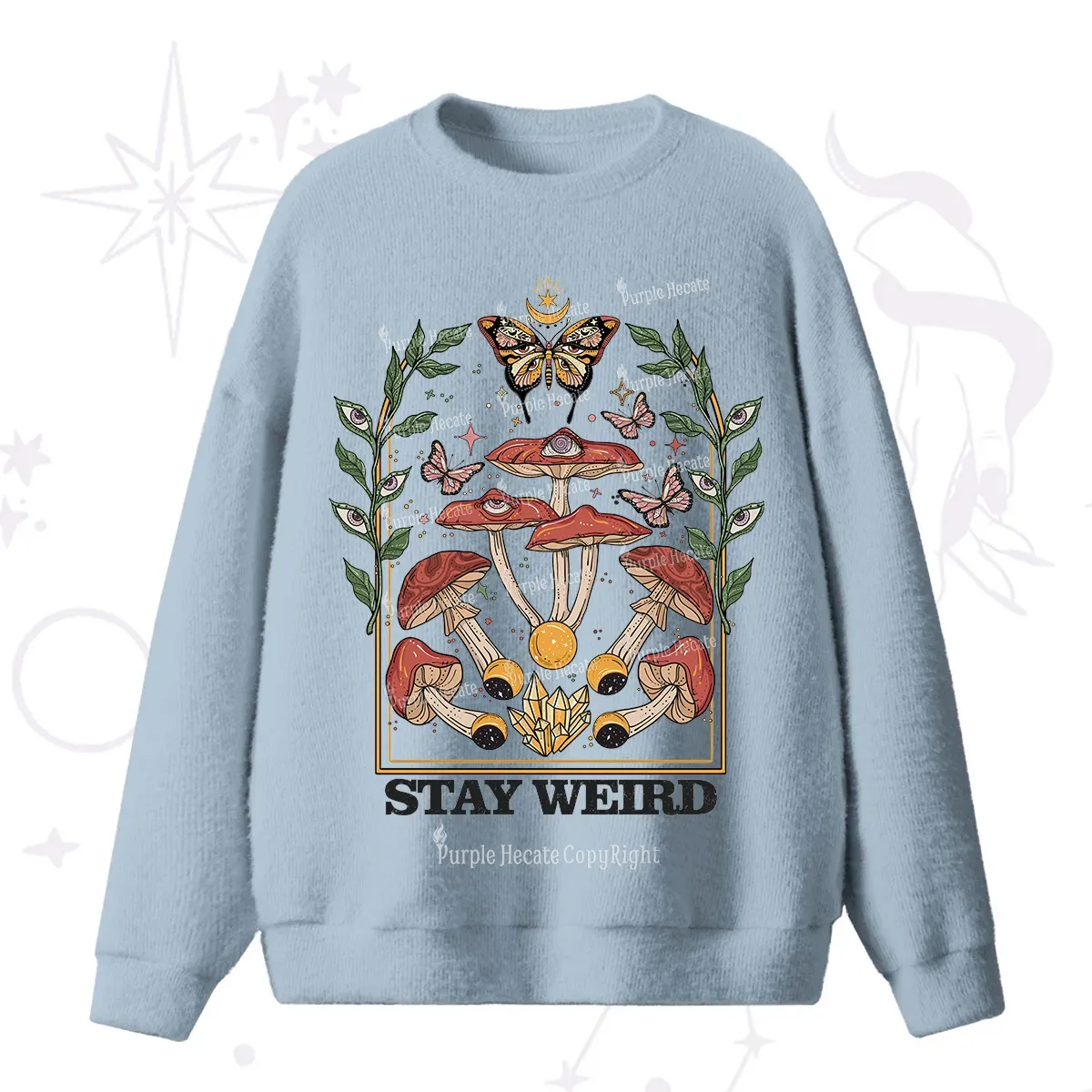 Purplehecate Stay Weird Fuzzy Ugly Sweater