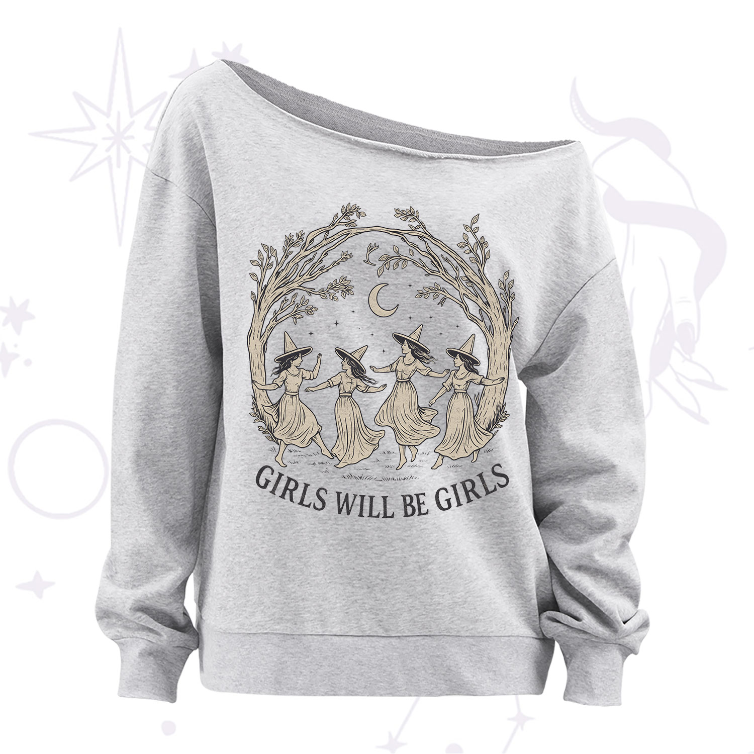 Purplehecate Girls Will Be Girls Witch Off The Shoulder Sweatshirt
