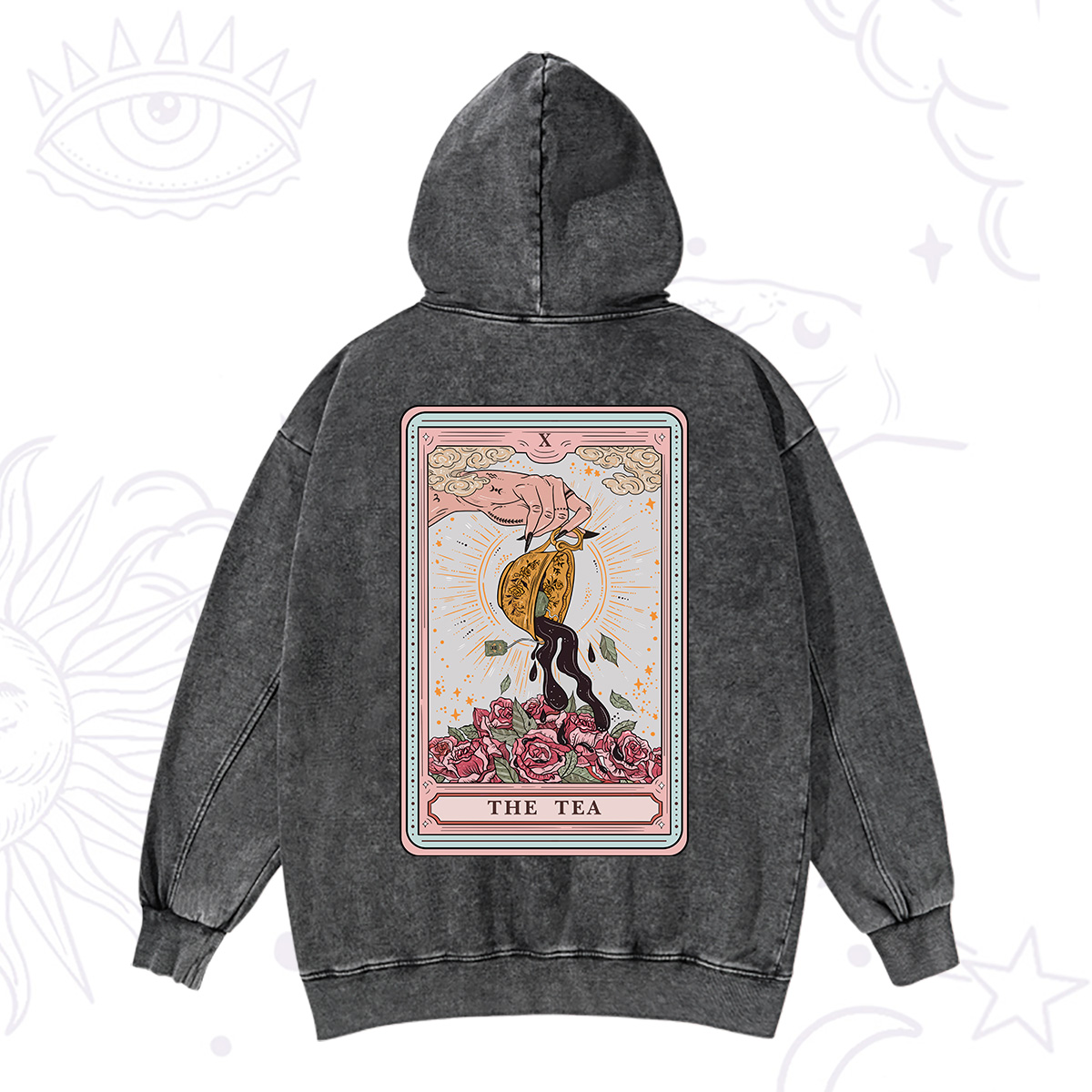 Purplehecate The Tea Food Tarot Card Washed Hoodie