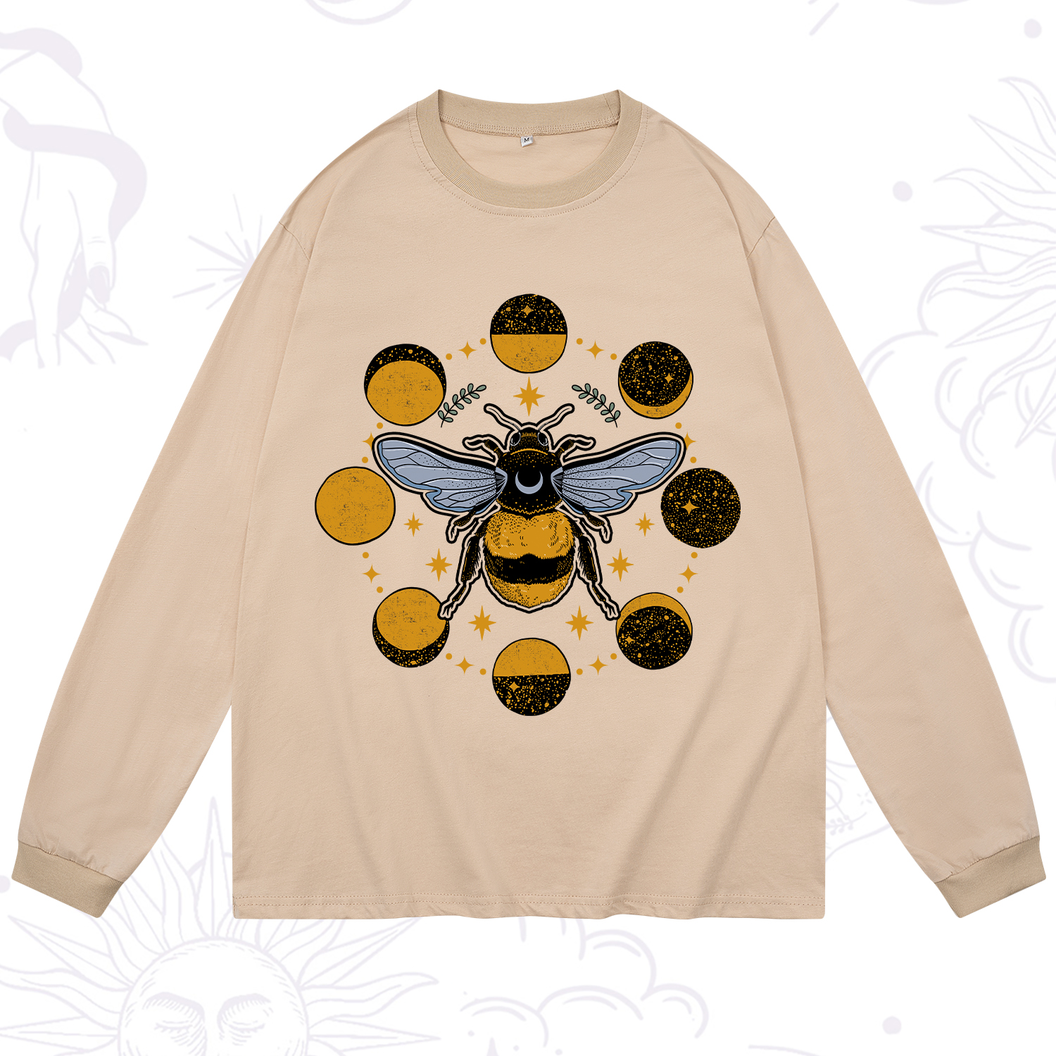 Purplehecate Phases of the Moon Bee Long Sleeve T-Shirt