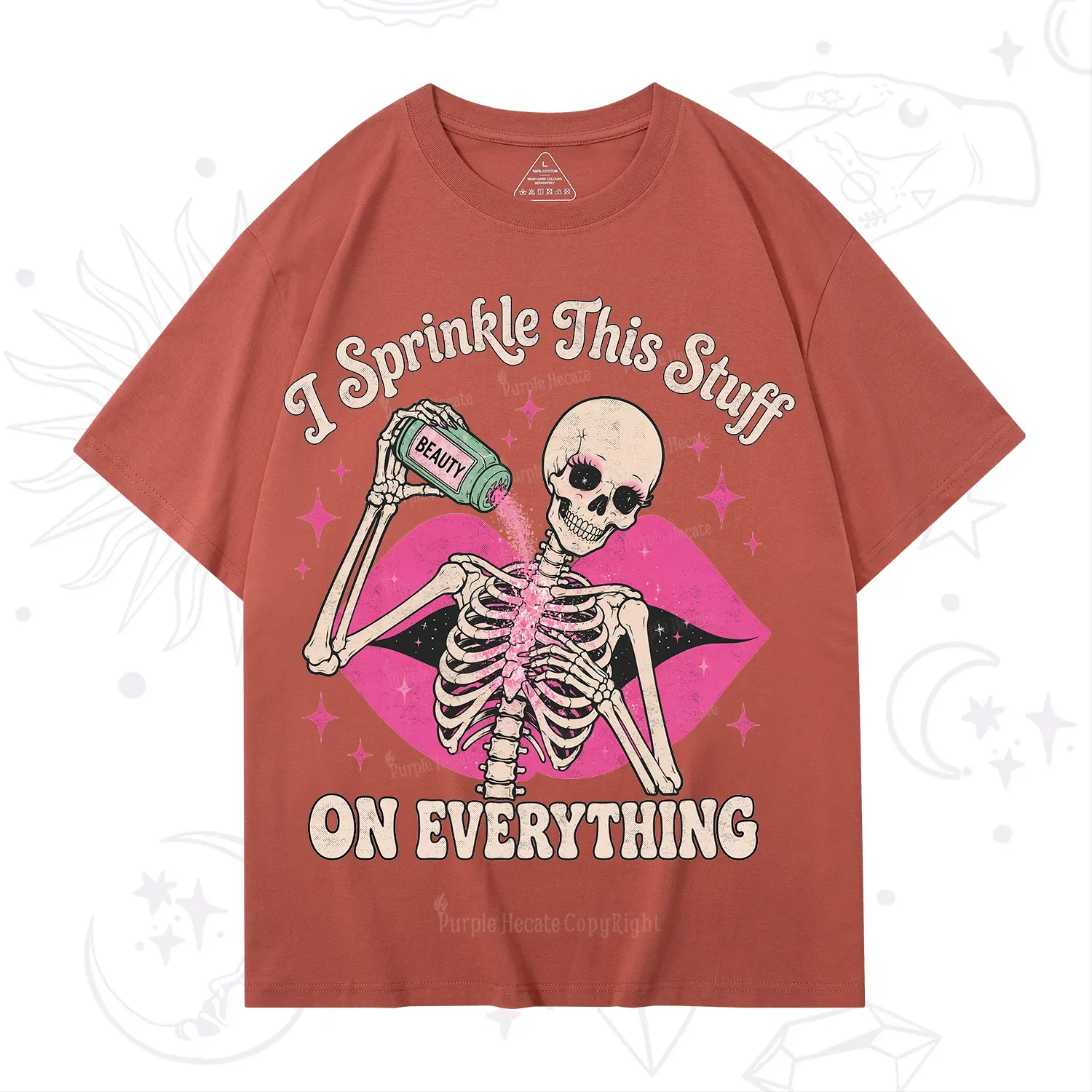 Purplehecate I Sprinkle This Stuff on Everything Beauty Skeleton T-Shirt