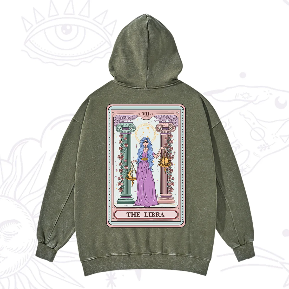 Purplehecate The Libra Goddess Tarot Washed Hoodie