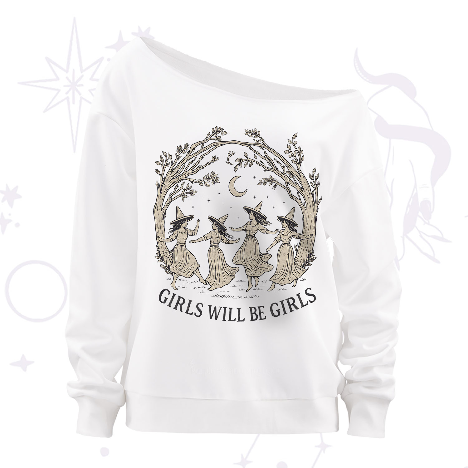 Purplehecate Girls Will Be Girls Witch Off The Shoulder Sweatshirt