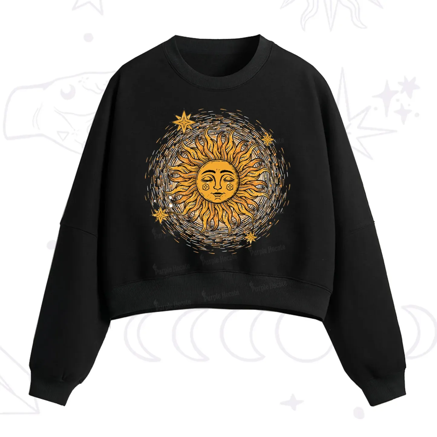 Purplehecate Celestial Sun Fleece Cropped Sweatshirt