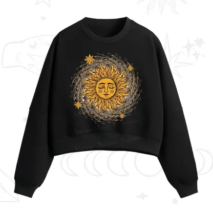 Purplehecate Celestial Sun Fleece Cropped Sweatshirt