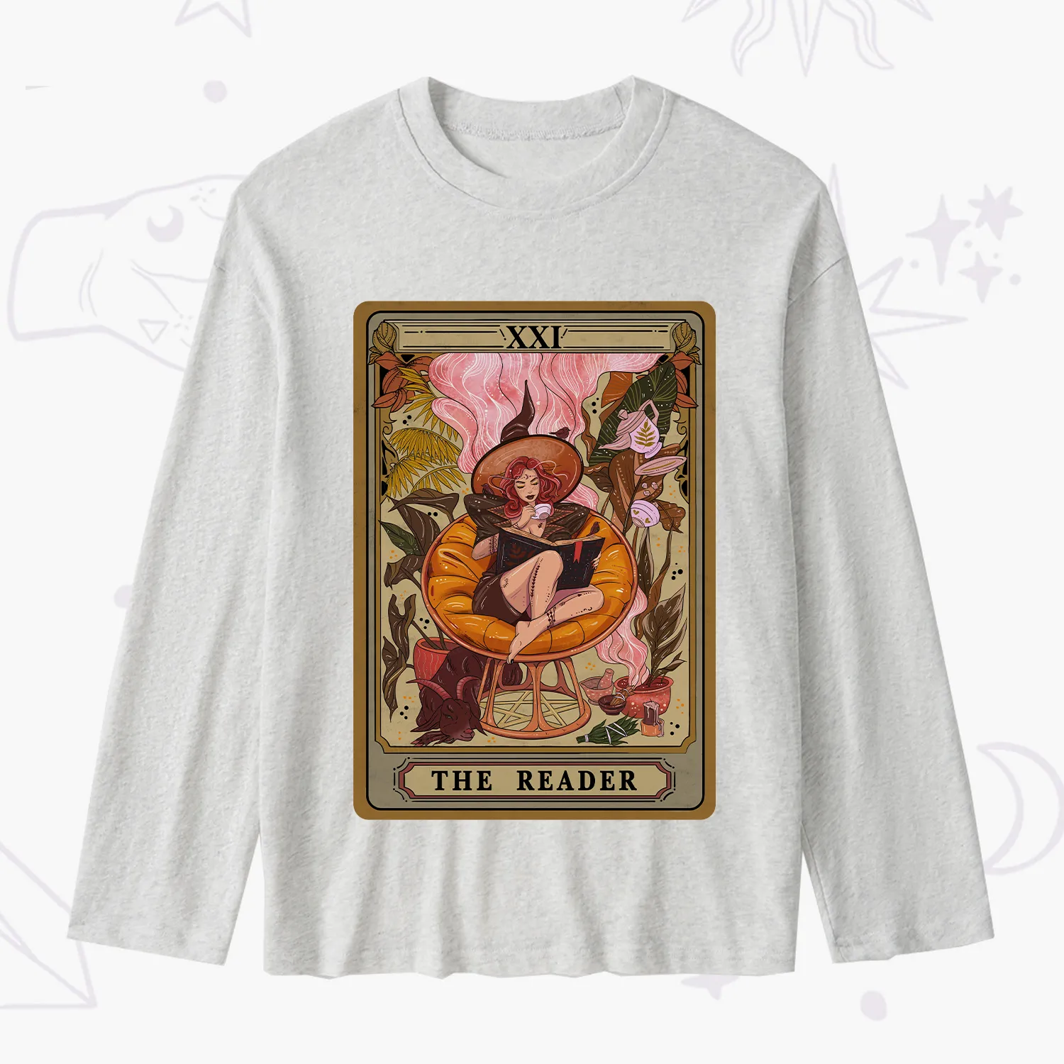 Purplehecate The Reader Tarot Card Slub Long Sleeve T-Shirt