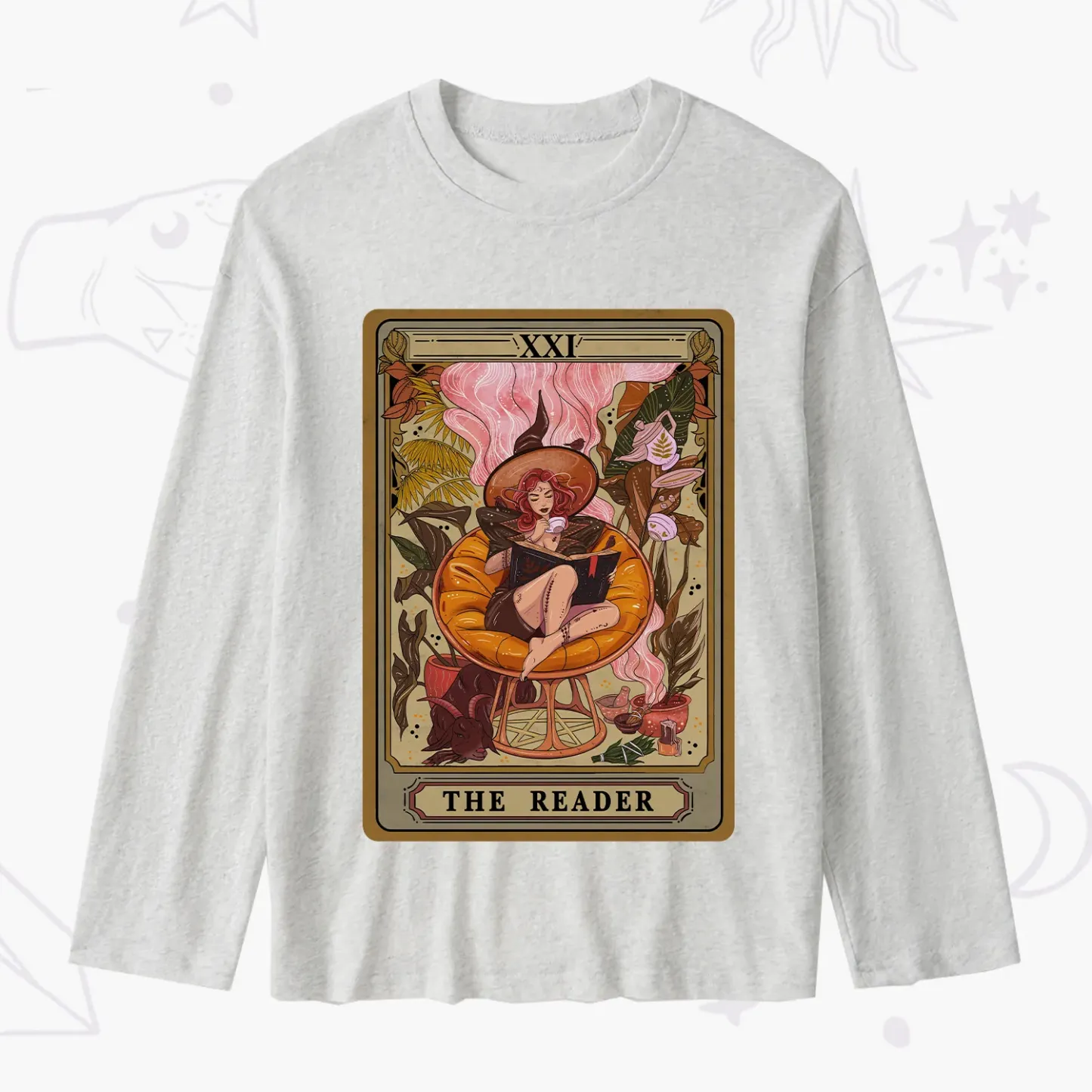 Purplehecate The Reader Tarot Card Slub Long Sleeve T-Shirt