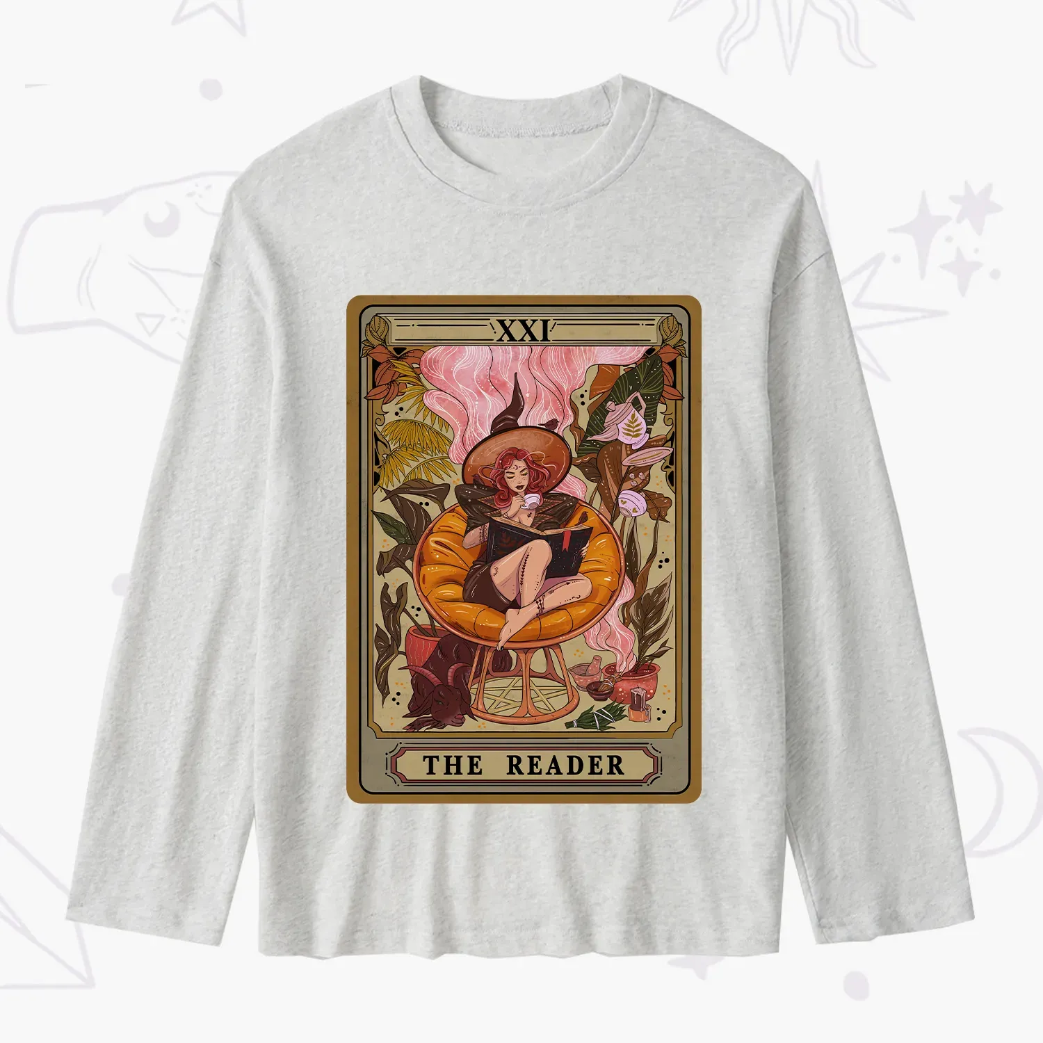 Purplehecate The Reader Tarot Card Slub Long Sleeve T-Shirt