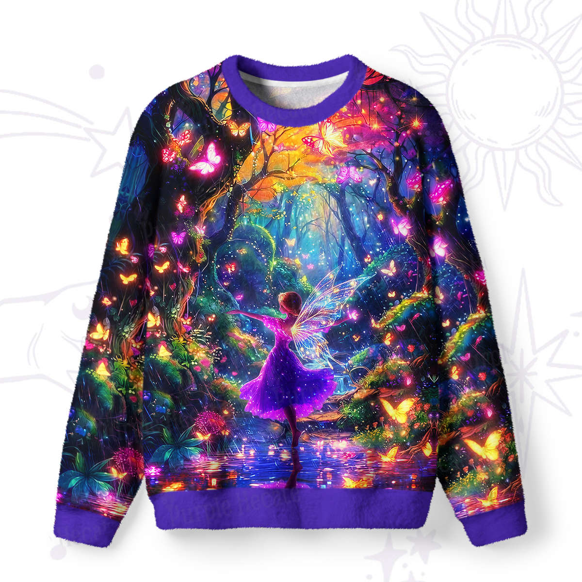 Purplehecate Enchanted Fairy Forest Fuzzy Ugly Sweatshirt