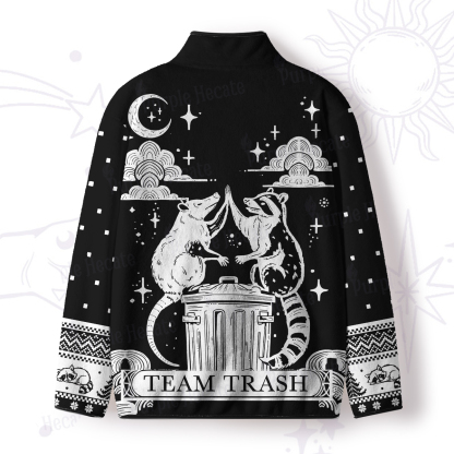 Purplehecate The Team Trash Raccoon Tarot Full Zip Fleece Jacket