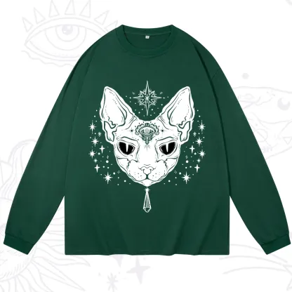 Purplehecate Three Eyed Sphynx Cat Long Sleeve T-Shirt