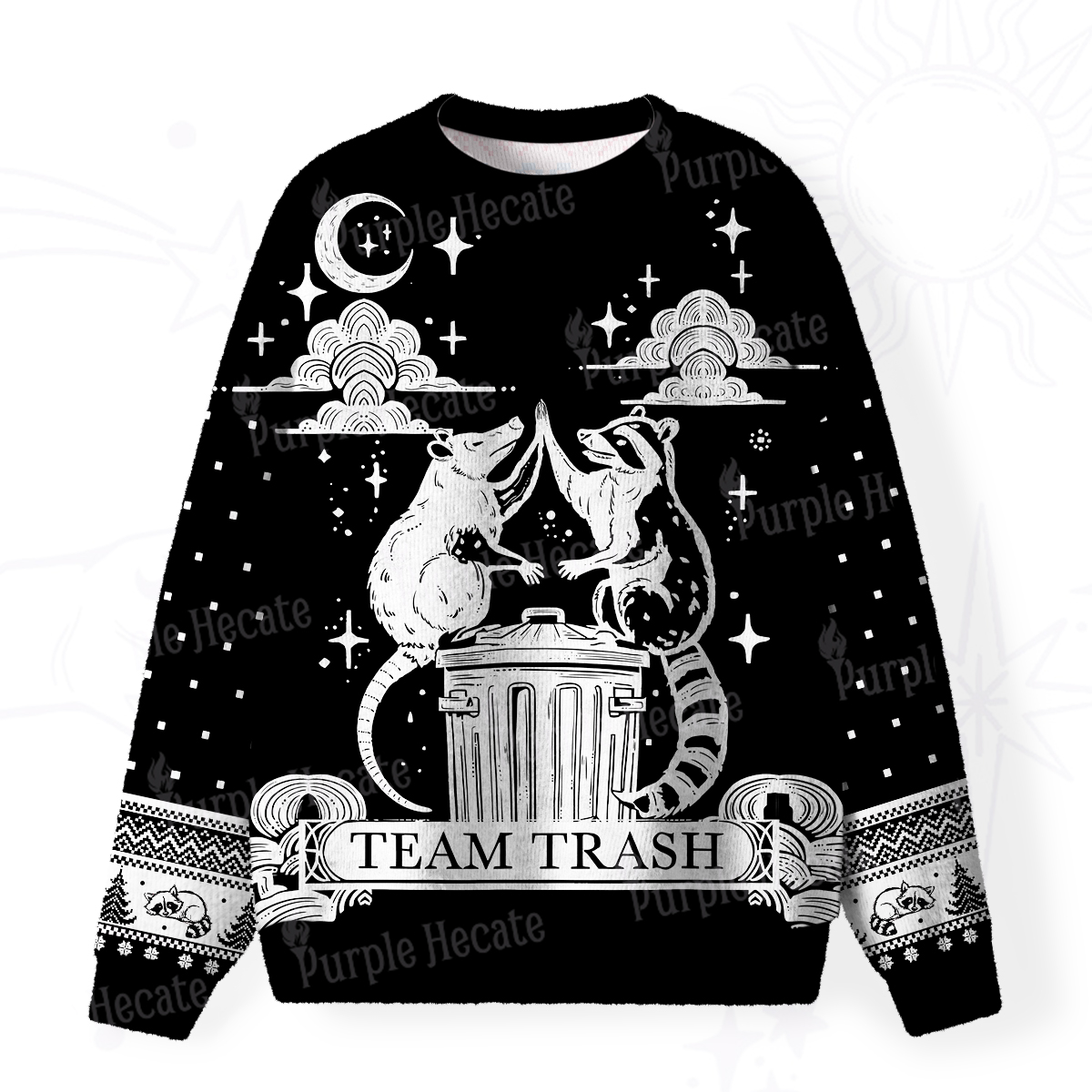 Purplehecate The Team Trash Tarot Fuzzy Ugly Christmas Sweatshirt