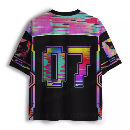 Purplehecate Glitchy Cat Vibes Mesh Jersey