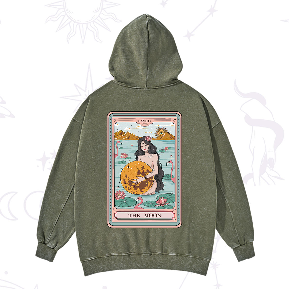 Purplehecate The Moon Goddess Tarot Washed Hoodie