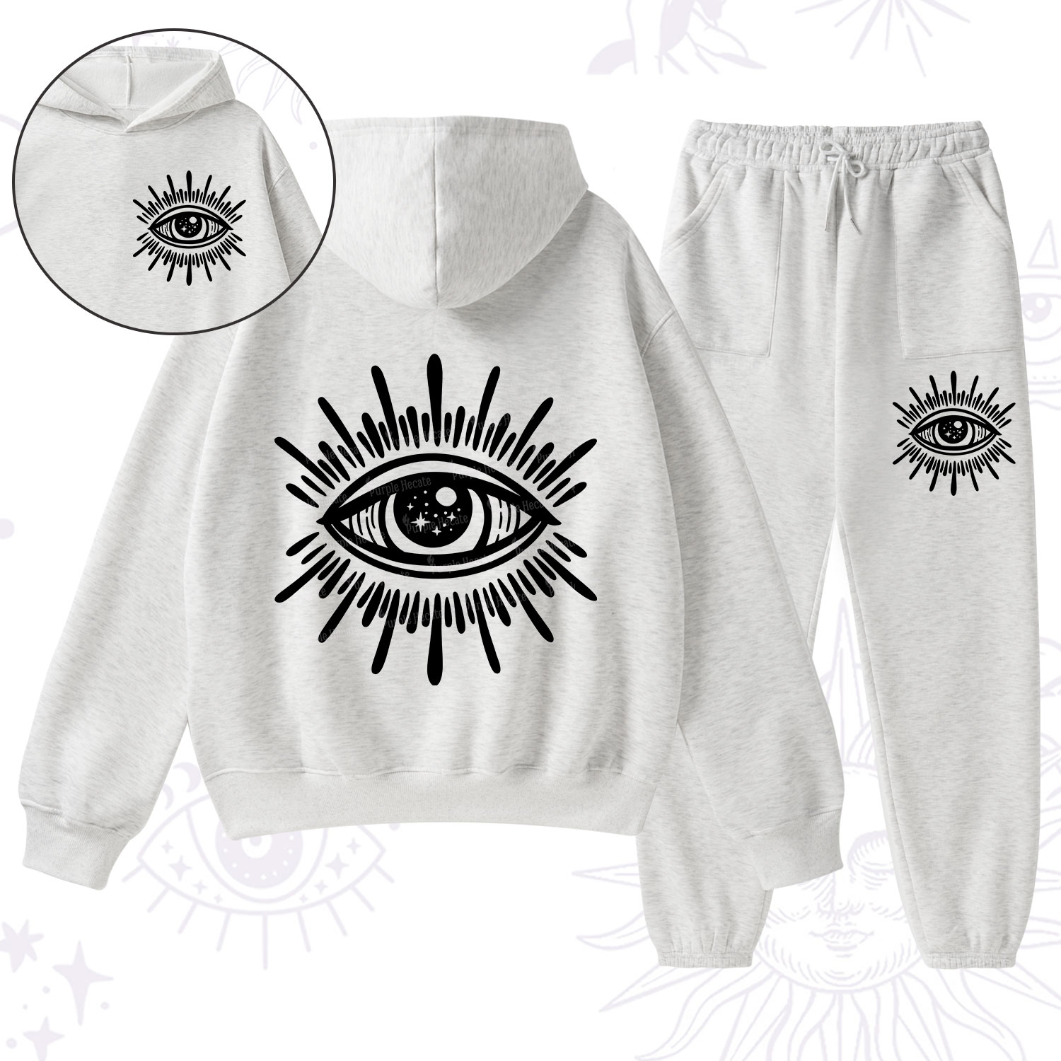 Purplehecate Evil Eye Fleece Hoodie Suit