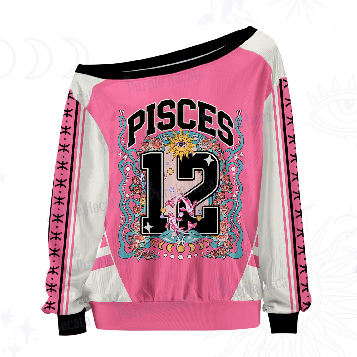 Purplehecate Pisces Spirit Zodiac Off The Shoulder Graphic Jersey