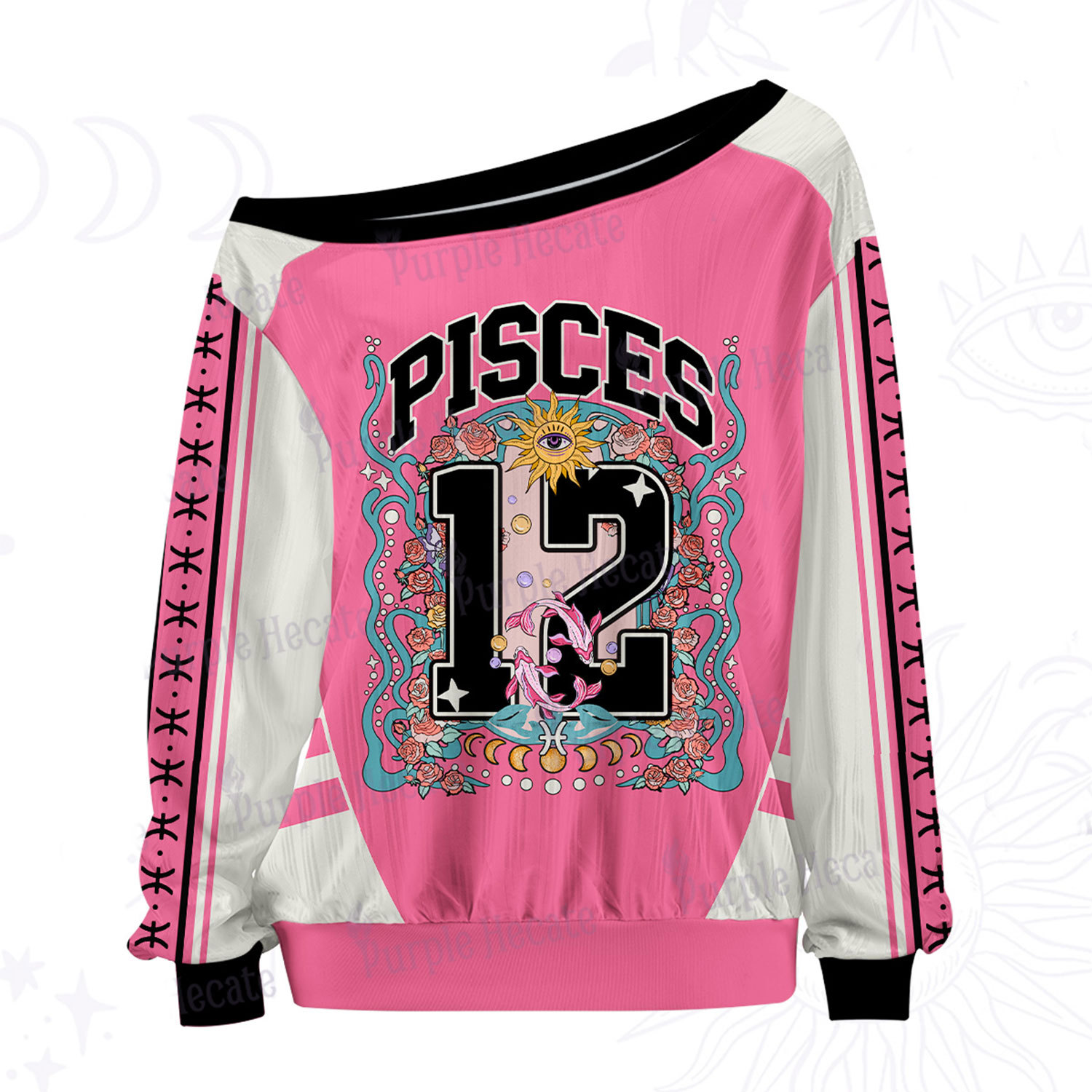 Purplehecate Pisces Spirit Zodiac Off The Shoulder Graphic Jersey