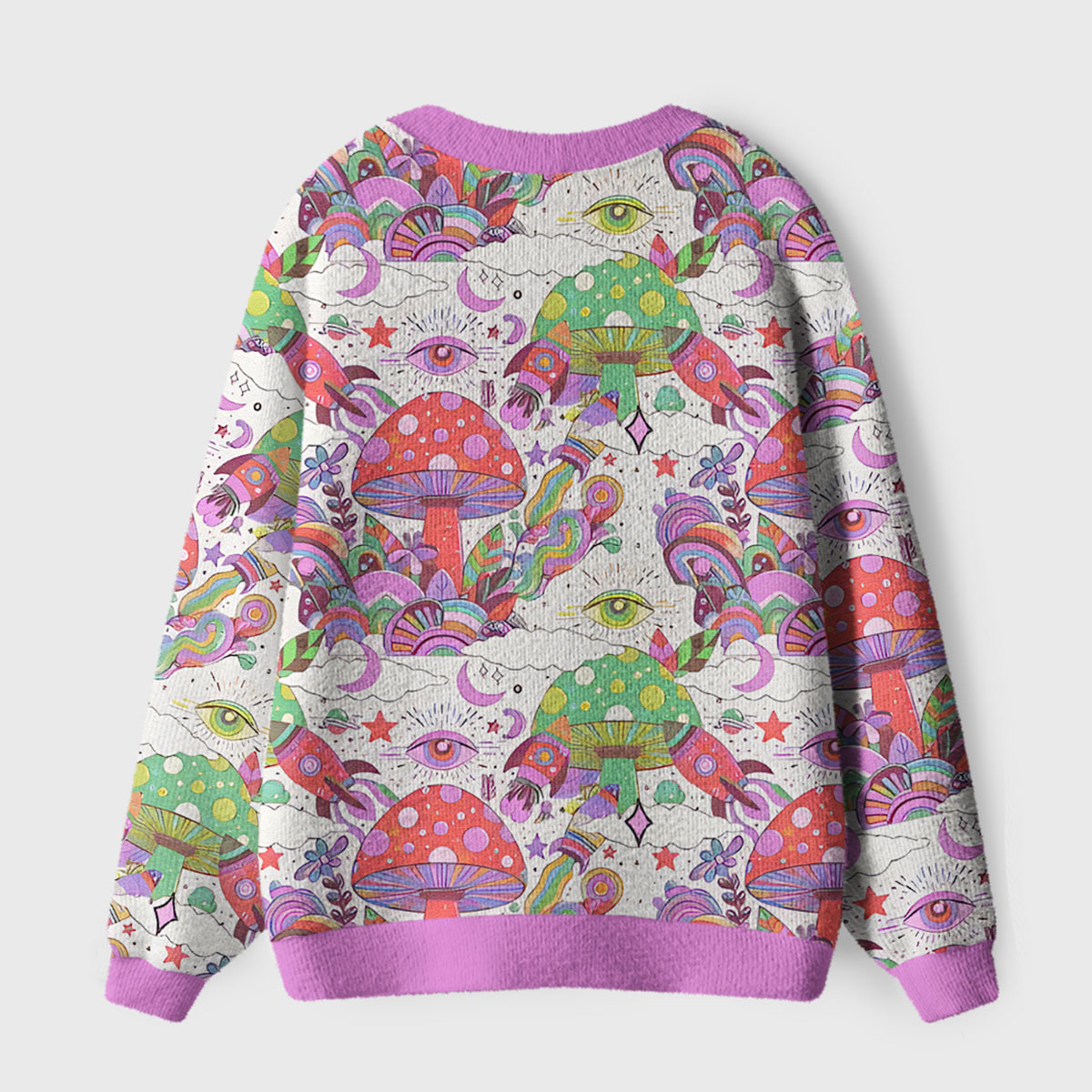Purplehecate Mushroom Wonderland Ugly Cardigan Sweaters
