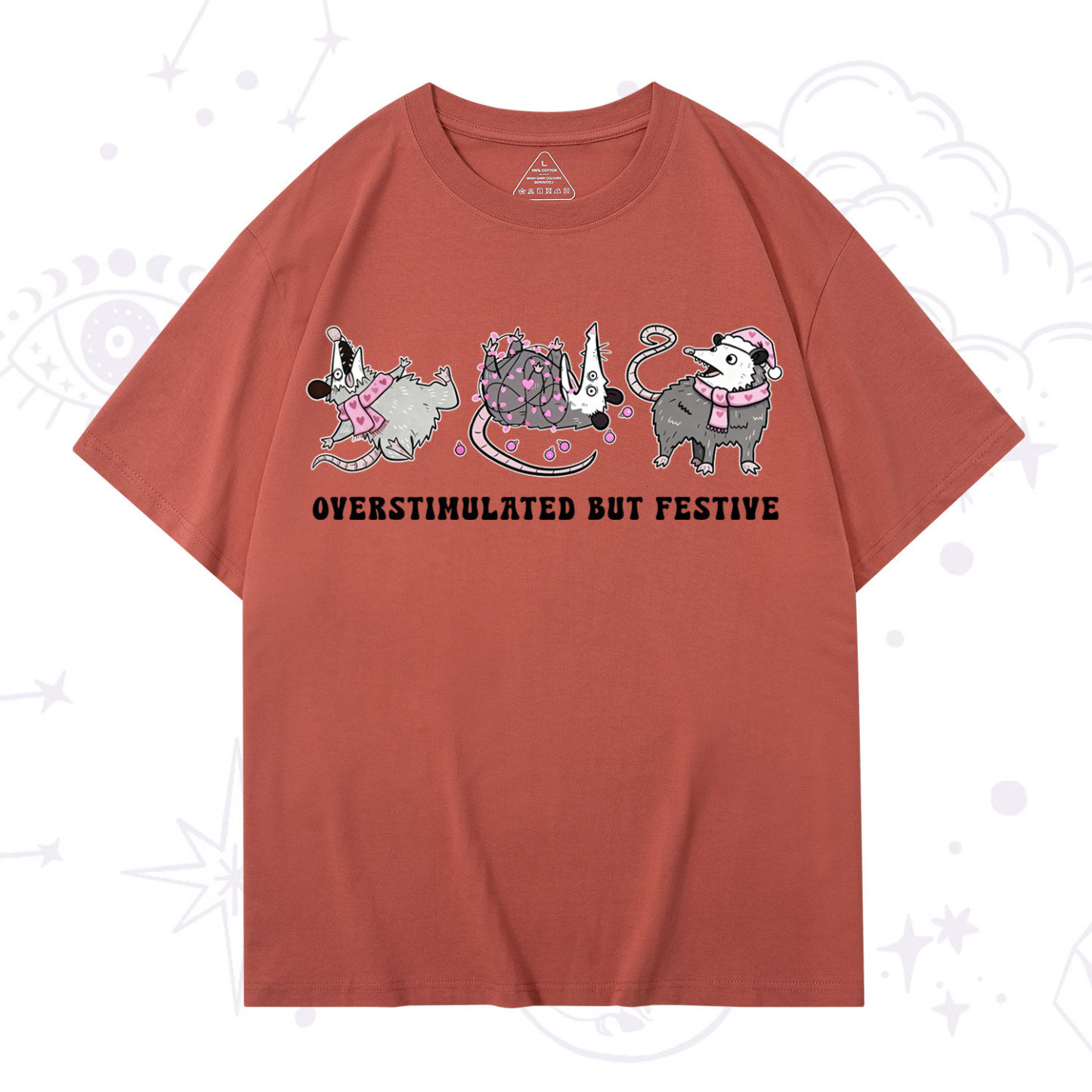 Purplehecate Overstimulated But Festive Possum Valentine T-Shirt