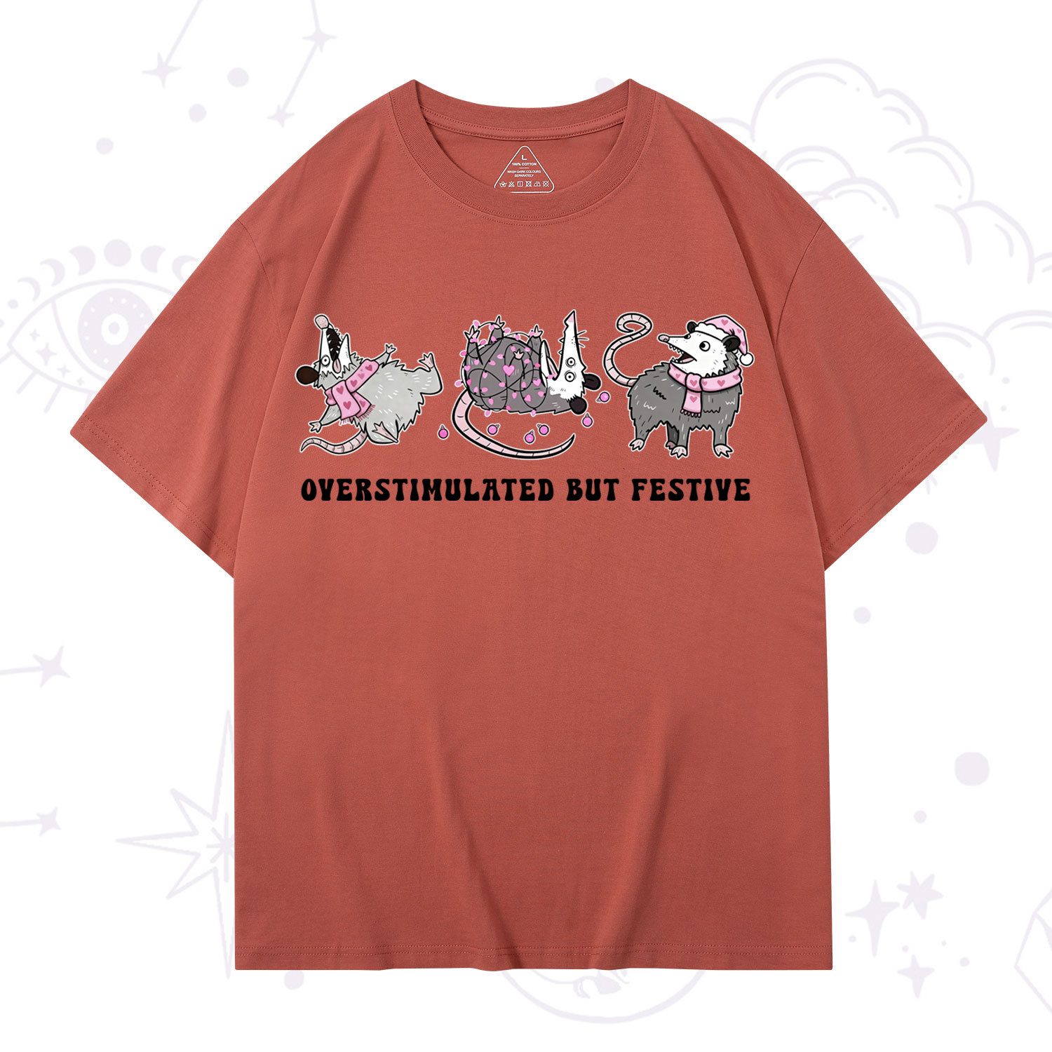 Purplehecate Overstimulated But Festive Possum Valentine T-Shirt