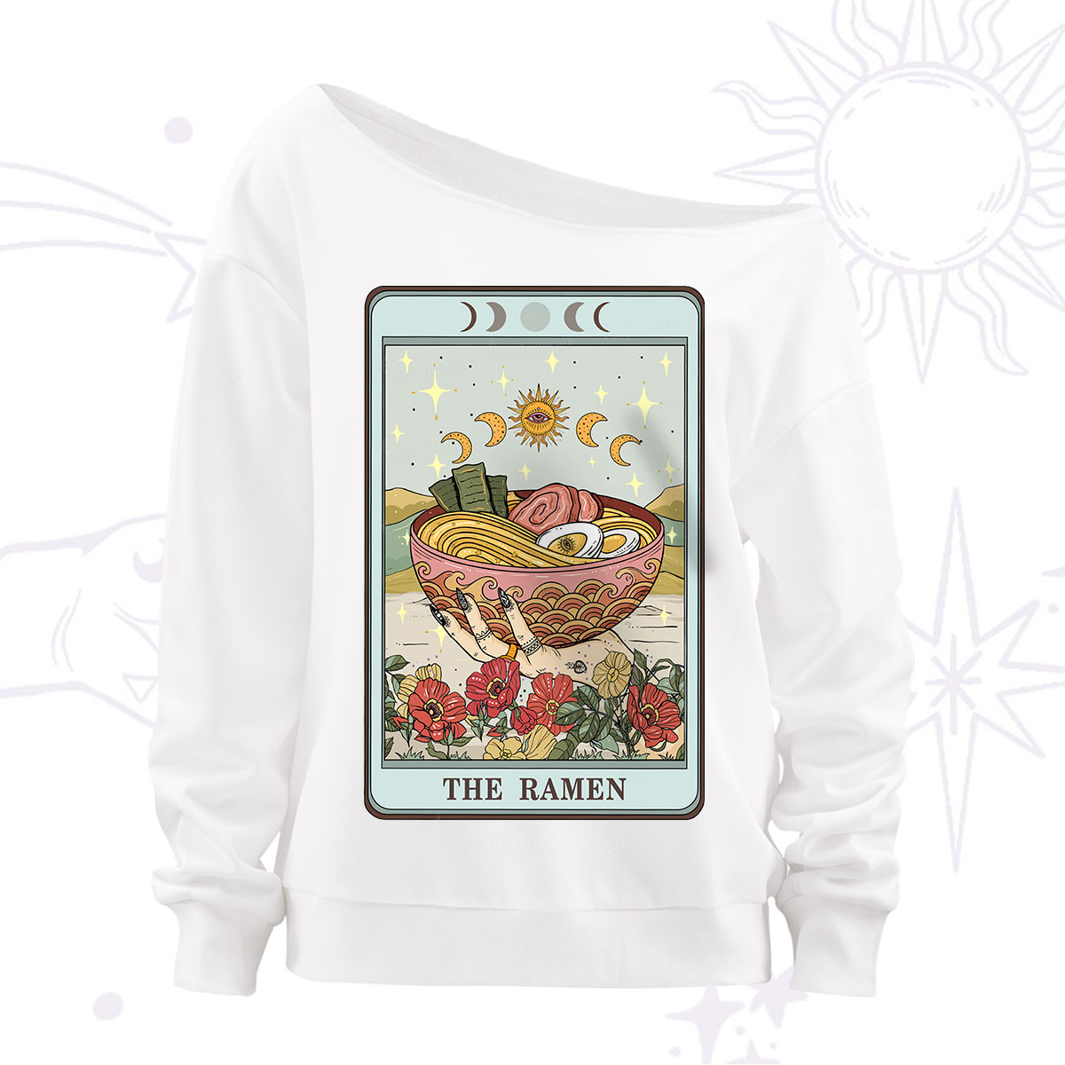 Purplehecate The Ramen Tarot Off The Shoulder Sweatshirt