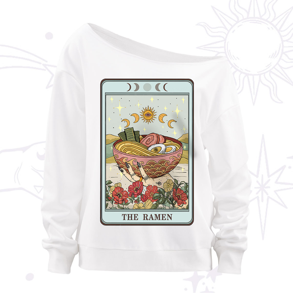 Purplehecate The Ramen Tarot Off The Shoulder Sweatshirt