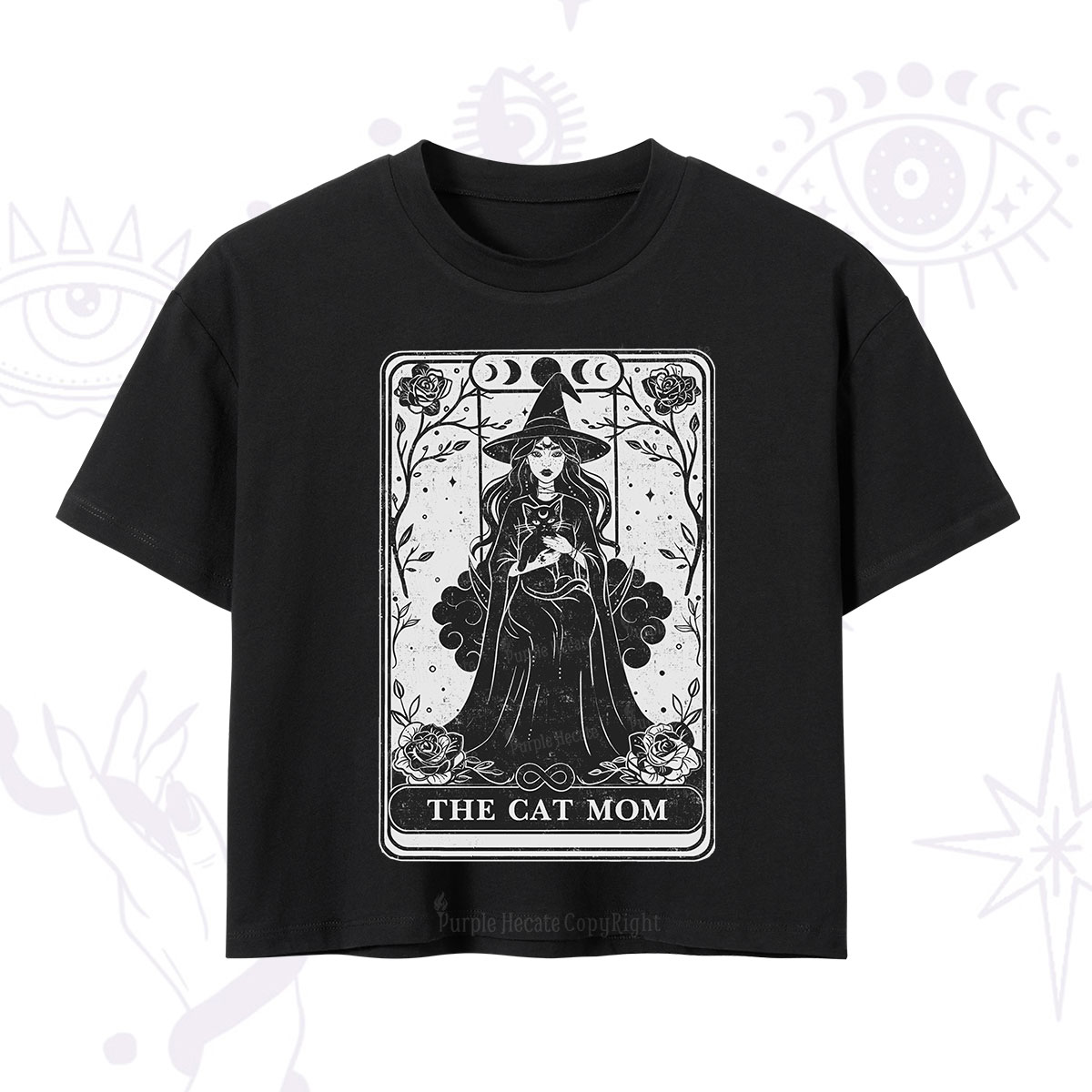 Purplehecate The Witch Cat Mom Tarot Crop T-Shirt
