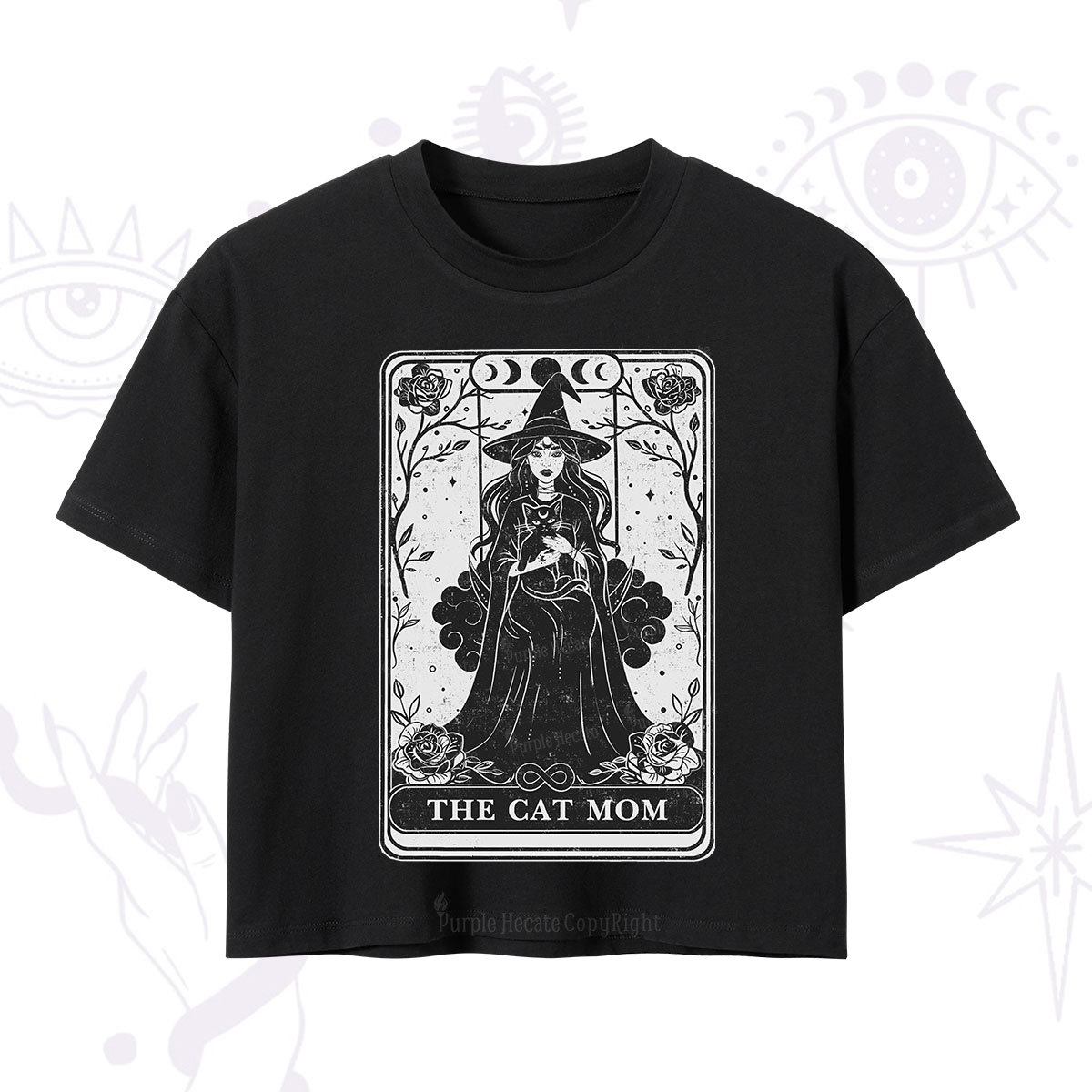 Purplehecate The Witch Cat Mom Tarot Crop T-Shirt