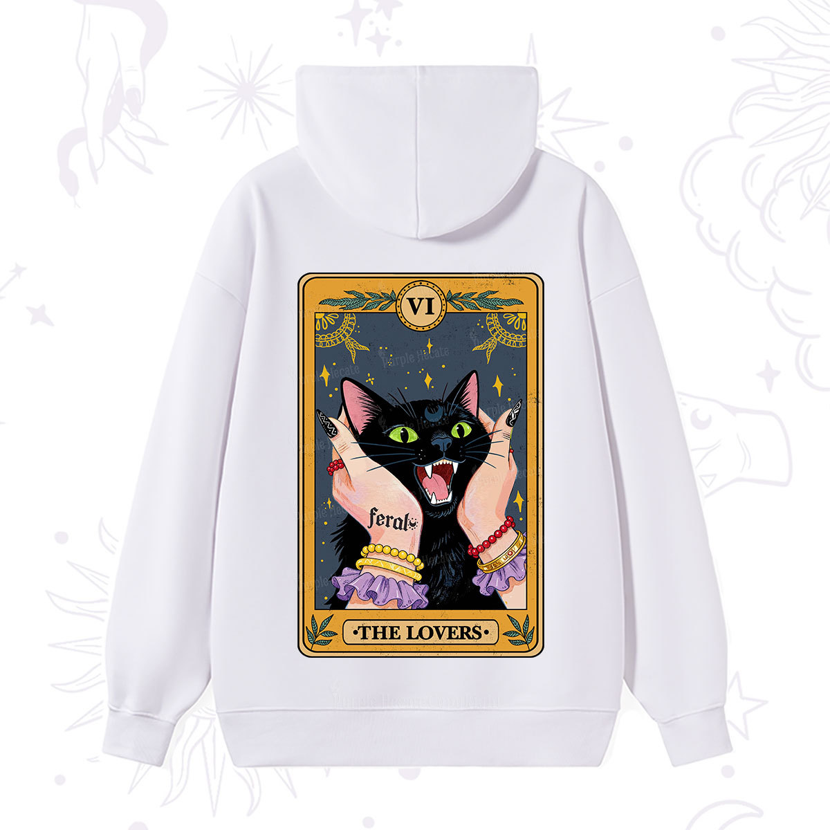 Purplehecate The Lovers Tarot Feral Cat Hoodie