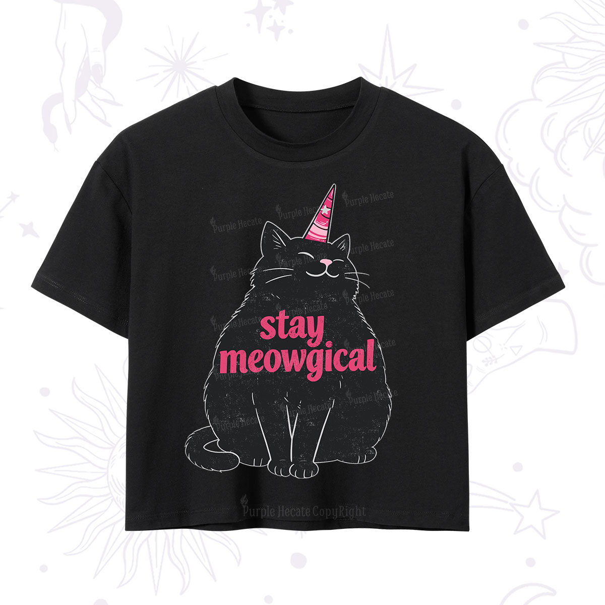 Purplehecate Stay Meowgical Crop T-Shirt