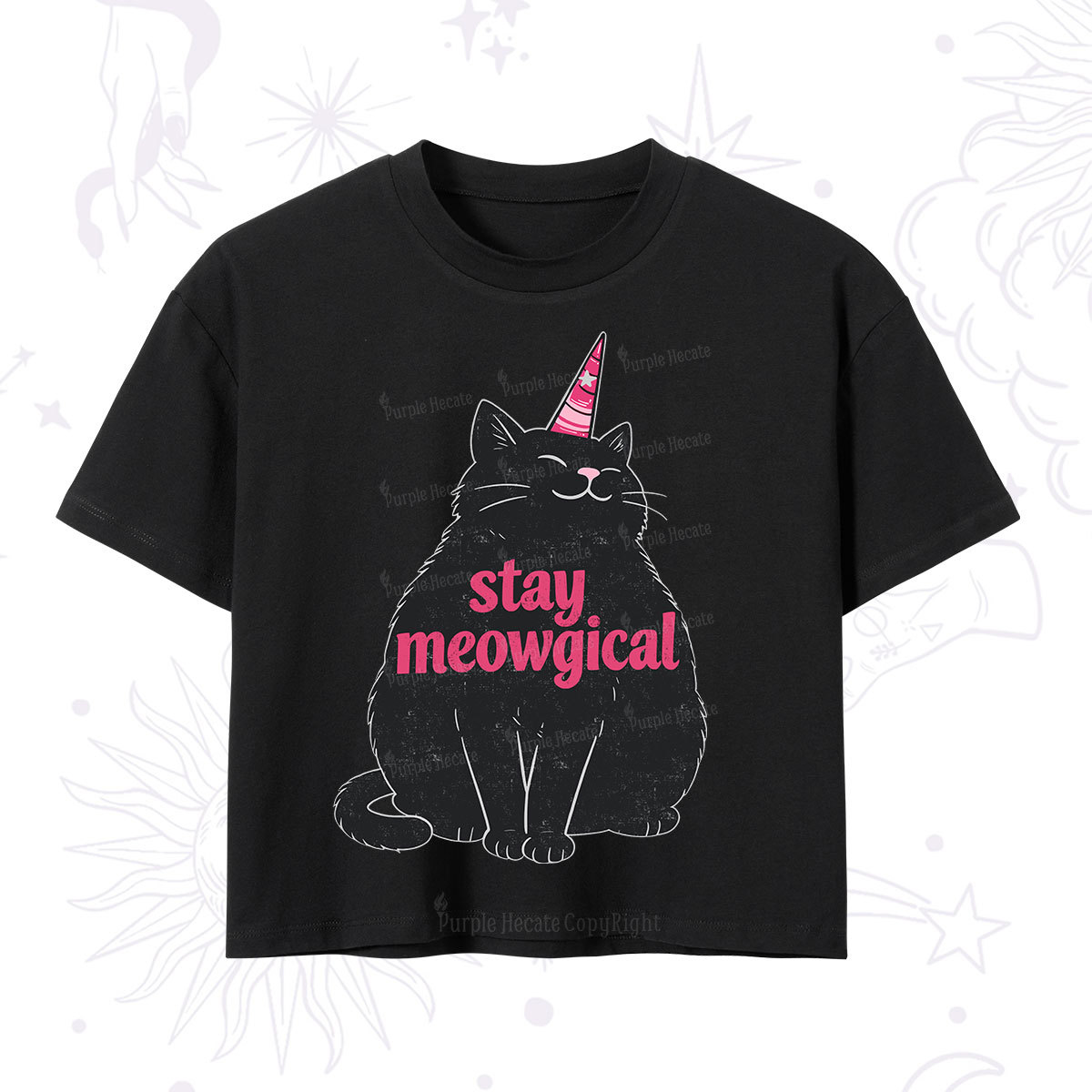 Purplehecate Stay Meowgical Crop T-Shirt