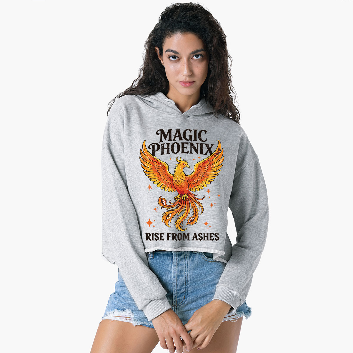 Purplehecate Magic Phoenix Rise From Ashes Crop Hoodie