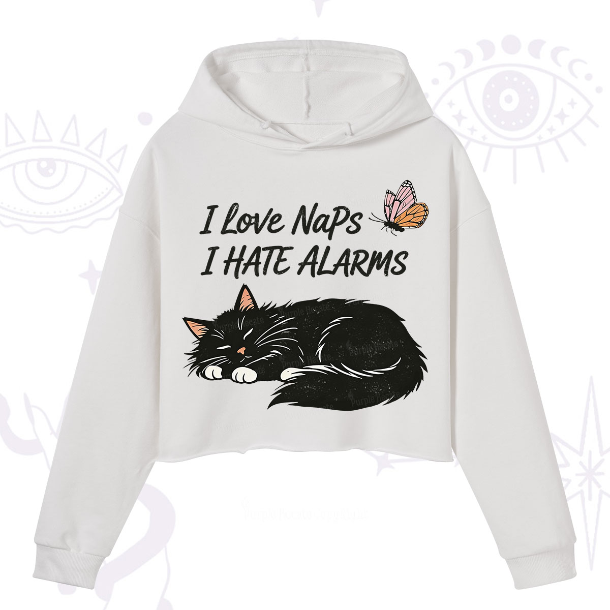 Purplehecate I Love Naps I Hate Alarms Crop Hoodie