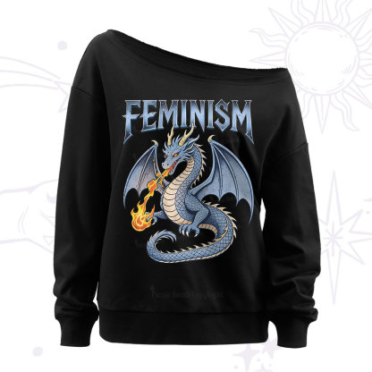 Purplehecate Feminism Dragon Fantasy Off The Shoulder Sweatshirt