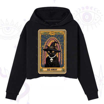 Purplehecate The Go Away Cat Tarot Crop Hoodie