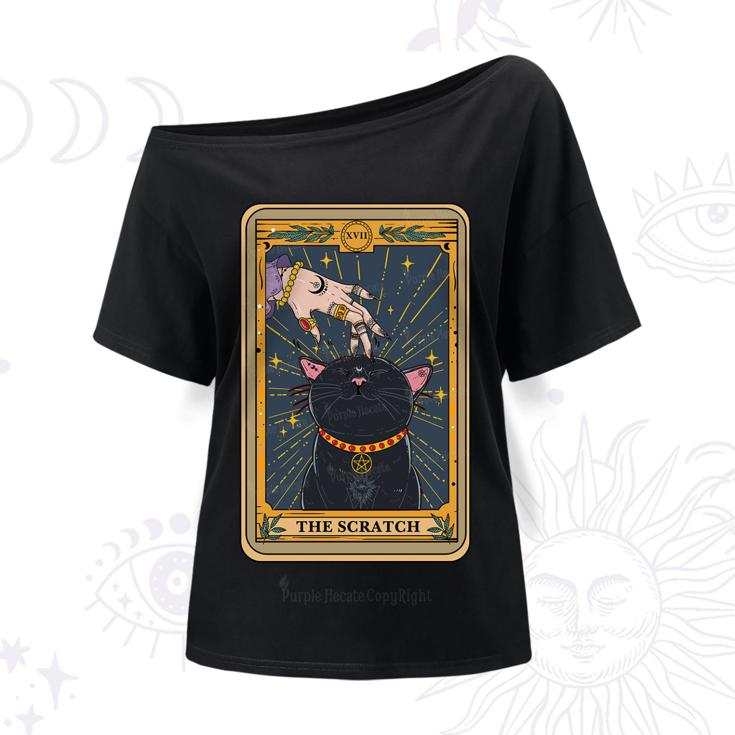 Purplehecate The Scratch Cat Tarot One Shoulder T-Shir
