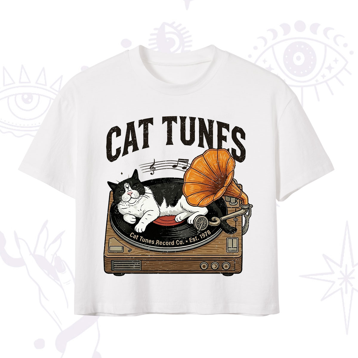Purplehecate Cat Tunes Crop T-Shirt